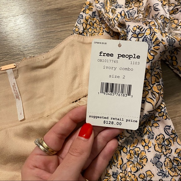 NEW Free People Ivory Floral Long Sleeve Mini Dress - Picture 8 of 10